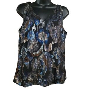 Ramy Brook Black and Blue Floral Blouse